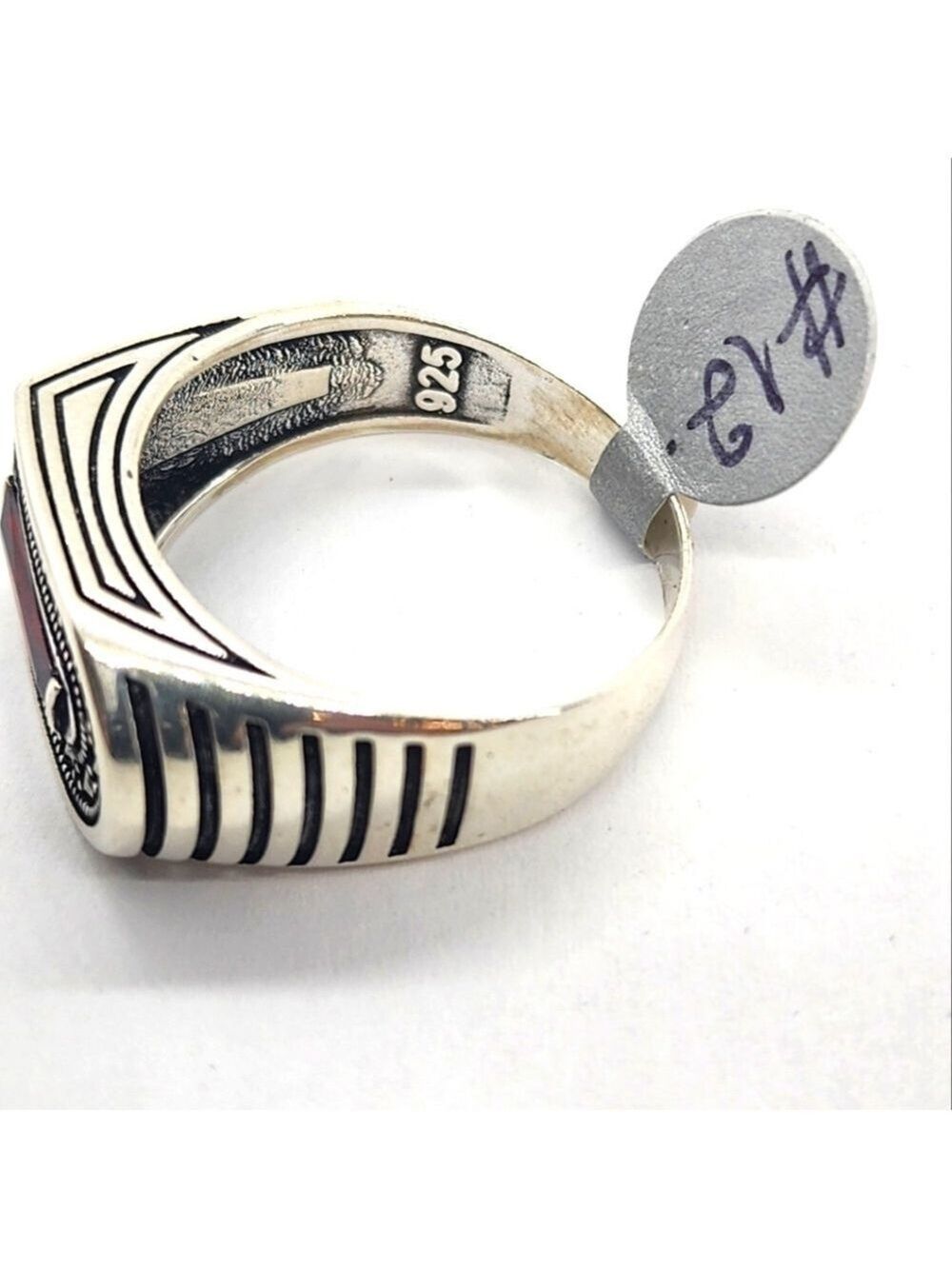 BRAND NEW MEN'S RING RED STONE STERLING SILVER 925 - Picture 5 of 6